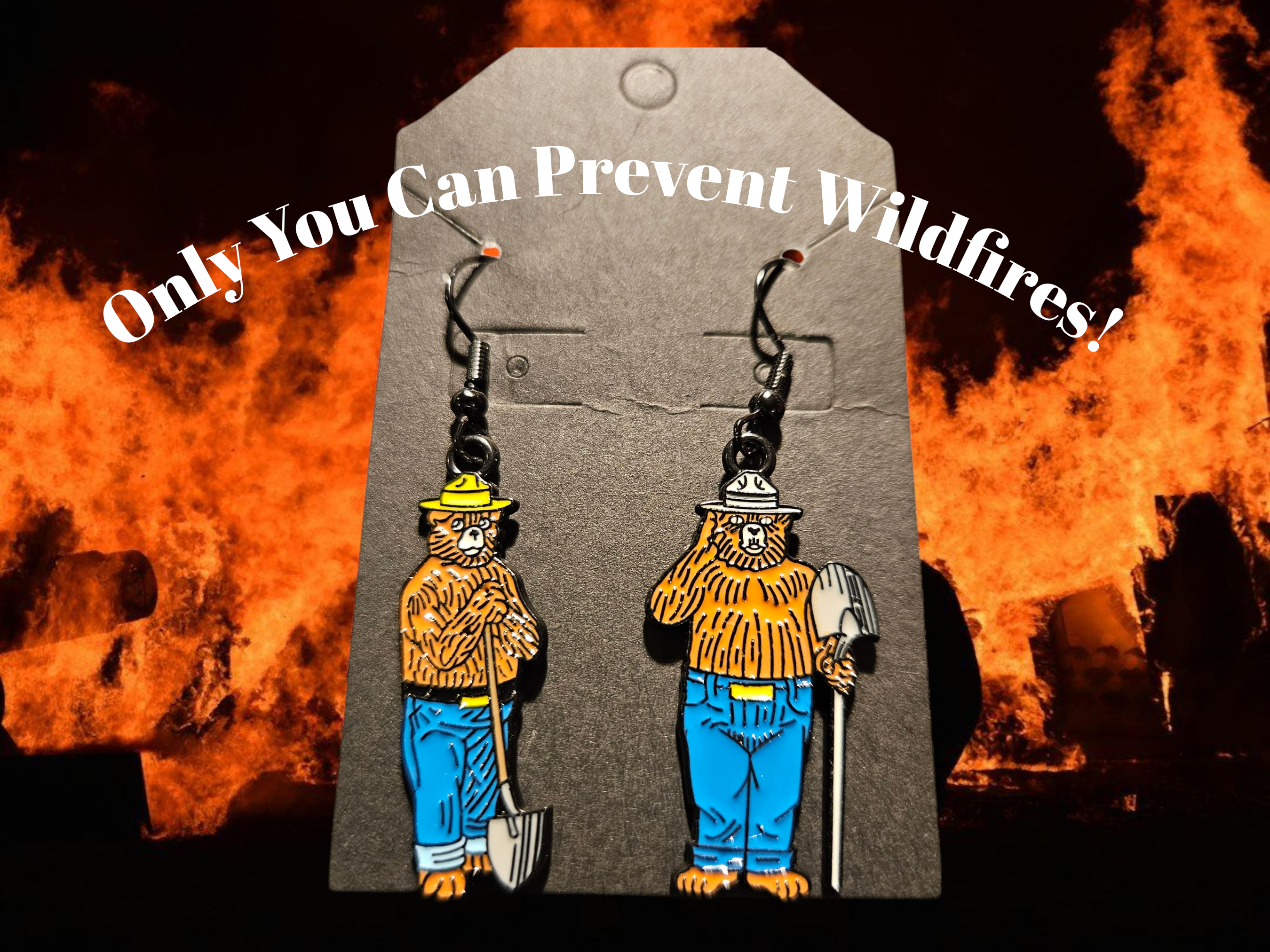 Earrings, Bears, Smoky